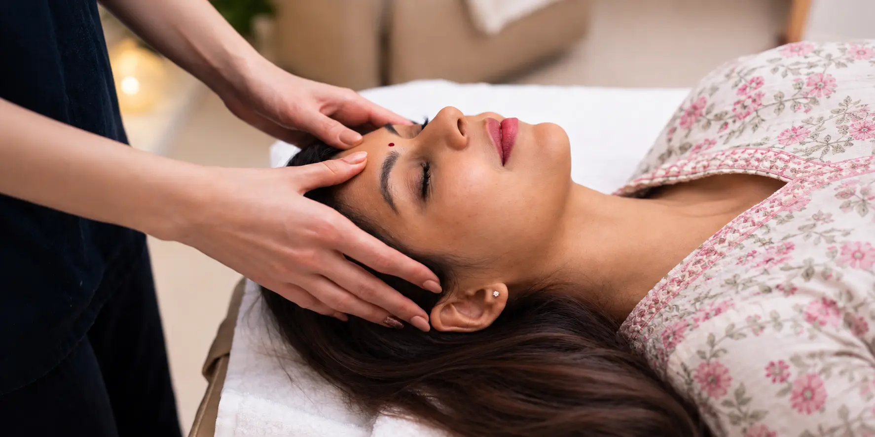 Access Bars energy healing session — gentle head touch therapy