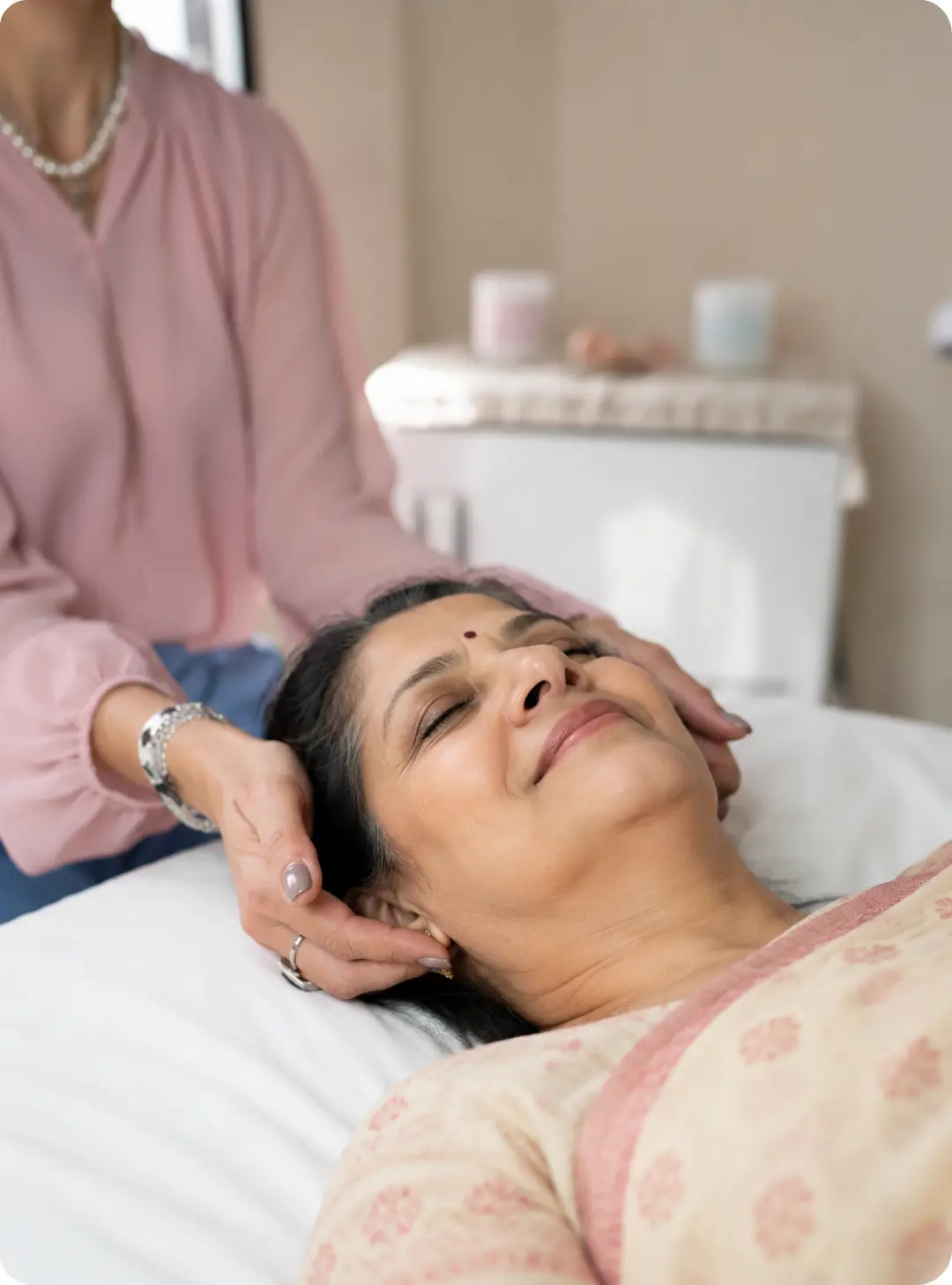 Practitioner performing Access Bars healing
